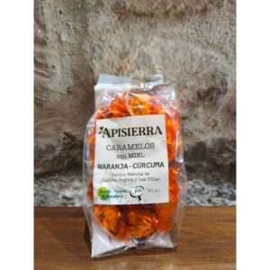 Caramelos Artesanos de Miel, Naranja y Cúrcuma Apisierra (150g)