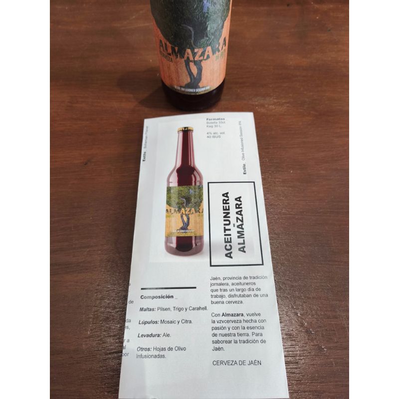 Cerveza Artesana Aceitunera Almazara - Olive Infusioned Session IPA (33cl) - Imagen 3